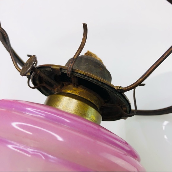 RARE Vintage EAGLE Kerosene Table Oil Lamp Daisy Floral Hand painted Porcelain - Picture 14 of 16